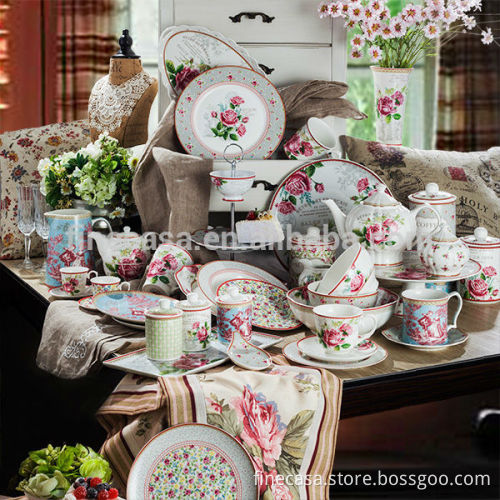 Elegant Rose Pattern Ceramic Egg Holder set